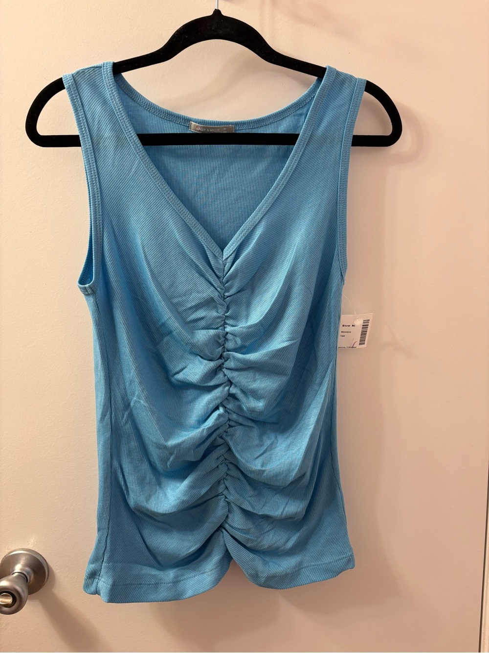 Nally & Millie M Ruched V-Neck Sleeveless Tank Top  NWT PTP 15-20 Length 25